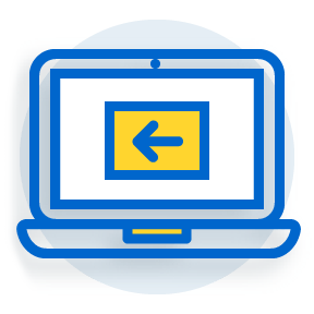 illustration of open laptop with arrow pointing right on screen
